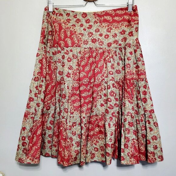 Chaps Floral Skirt Womens Size Small Midi Tiered Floral Lined Boho Western - Picture 1 of 7
